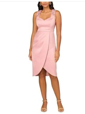 Aidan Mattox Blush Pink Embellished Midi Sheath Dress MD1E208605
